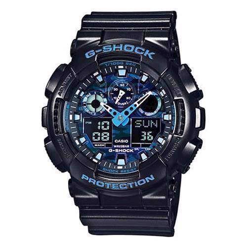 Image of Casio G-Shock sort resin med stål quartz multifunktion (5081) Herre ur, model GA-100CB-1AER